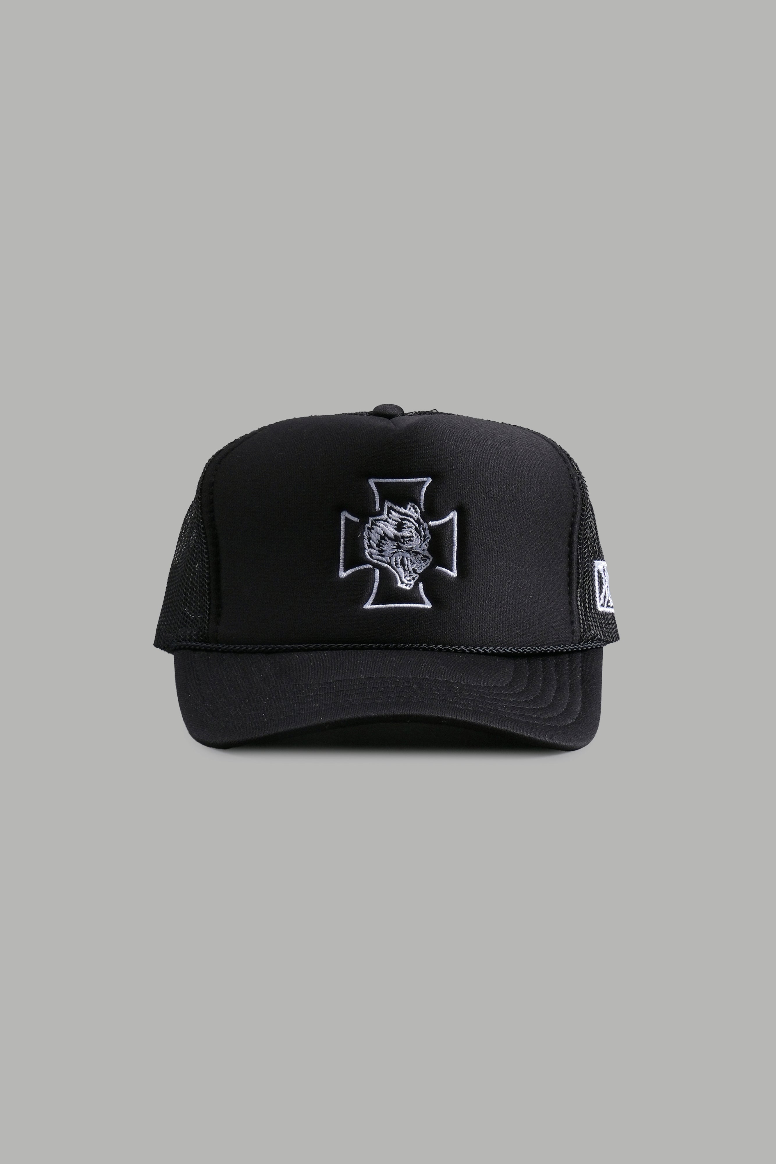 Iron Wolf Head Trucker Hat in Black