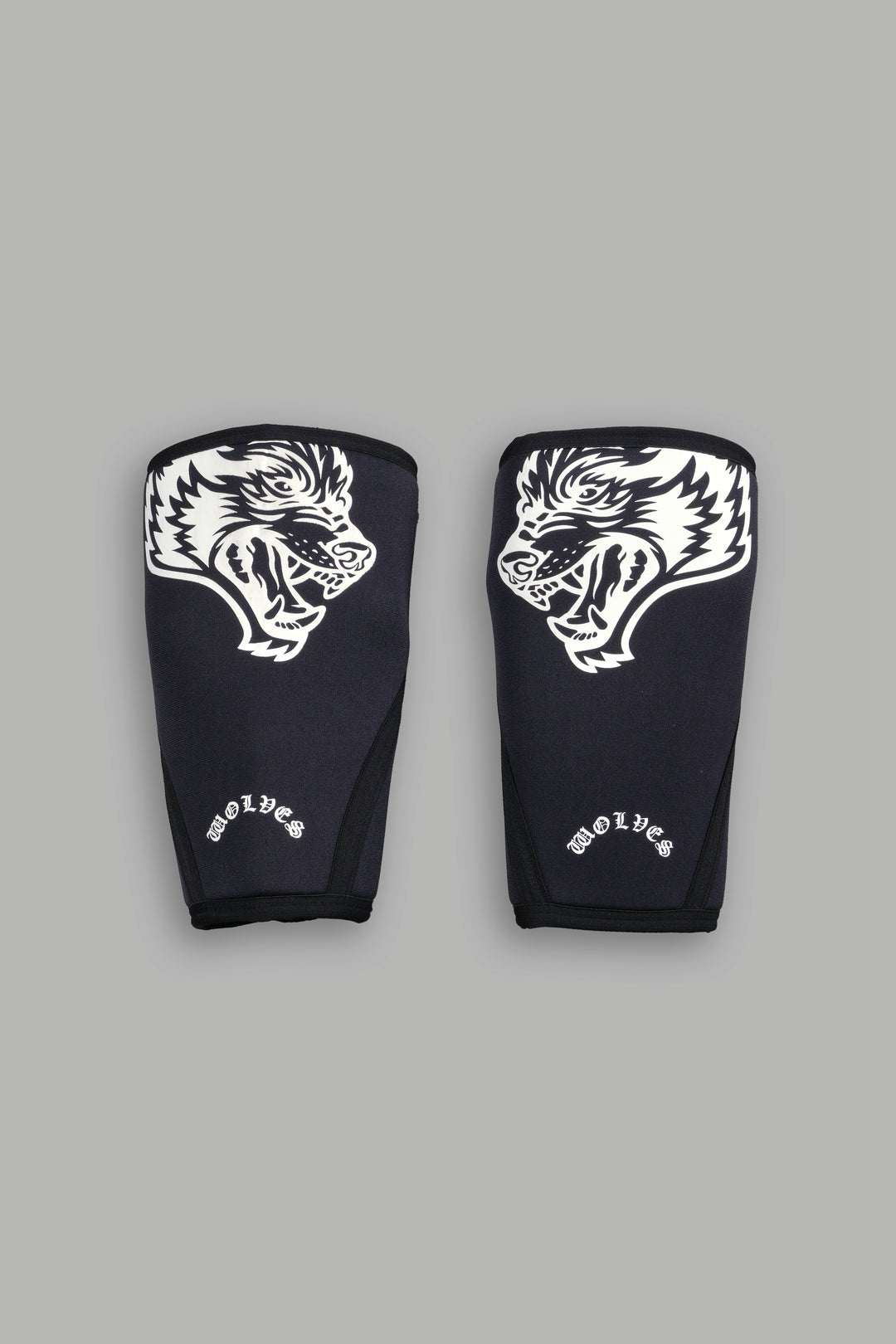 Wolf Head Knee Sleeves in Black