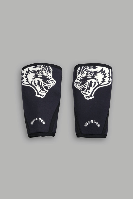 Wolf Head Knee Sleeves in Black
