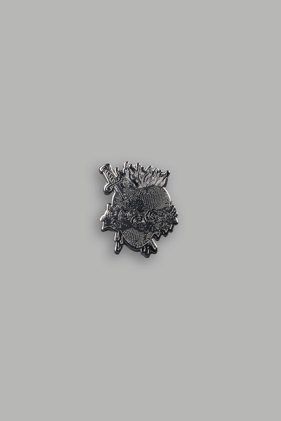 Sacred Heart Enamel Pin in Silver/Black