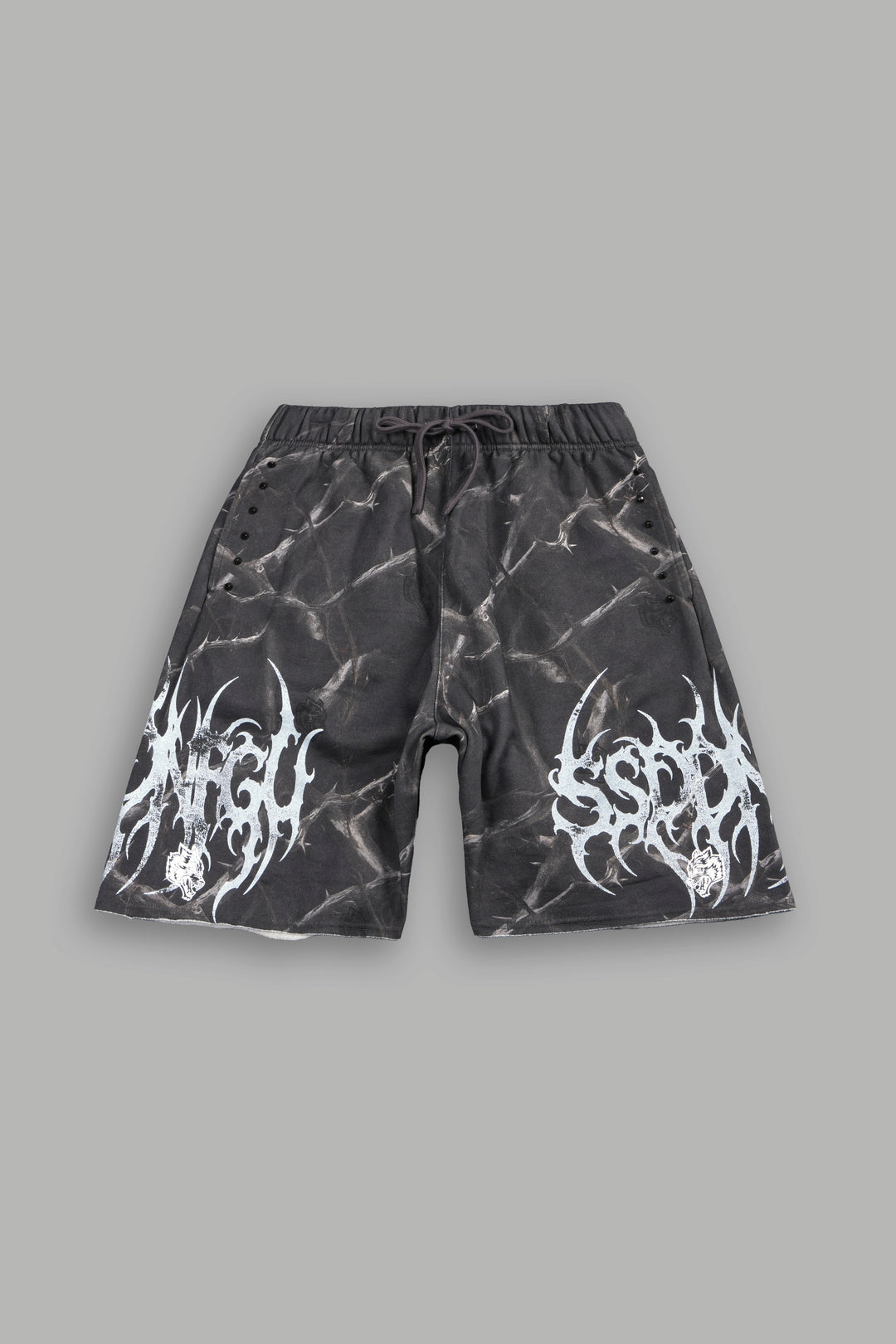 Ssddnfgu Raw Hem Oversized Post Lounge Sweat Shorts In Darc Thorns