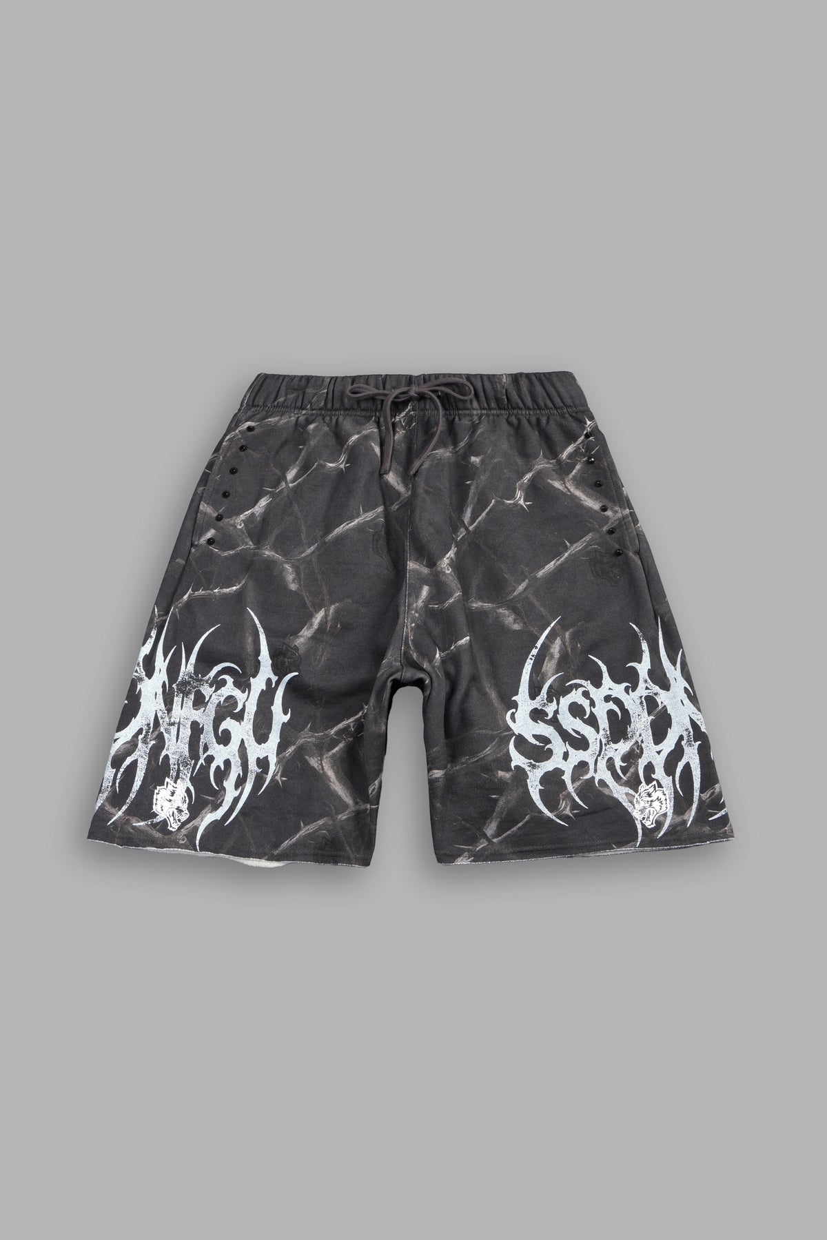 Ssddnfgu Raw Hem Oversized Post Lounge Sweat Shorts In Darc Thorns