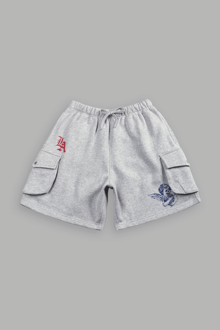 La Ca Frvr Cornell Cargo Sweat Shorts in Light Athletic Gray