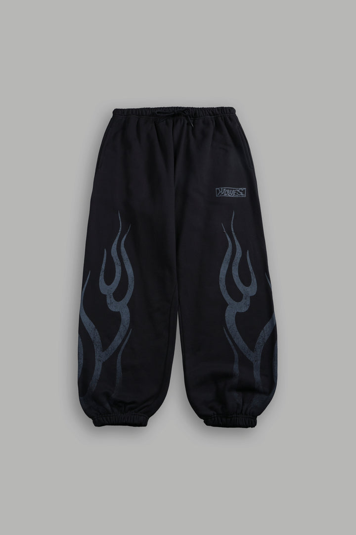 Hollow Flame Lightweight Lounger Sweat Pants in Black