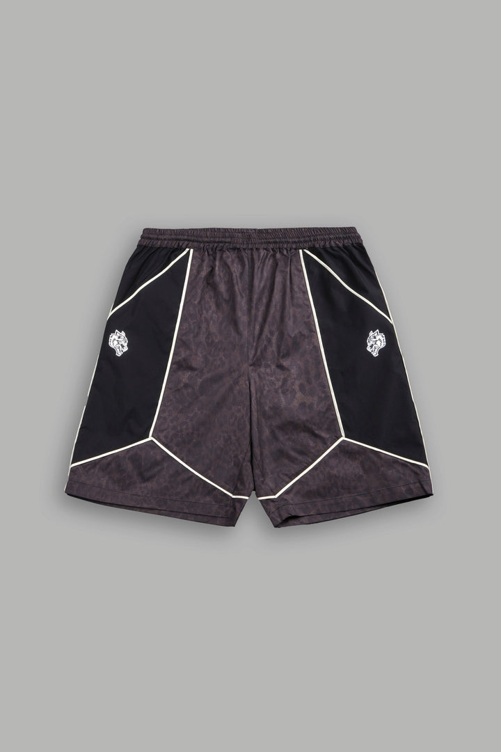 Dual Mens Quinn Track Short in Darc Brown Leopard