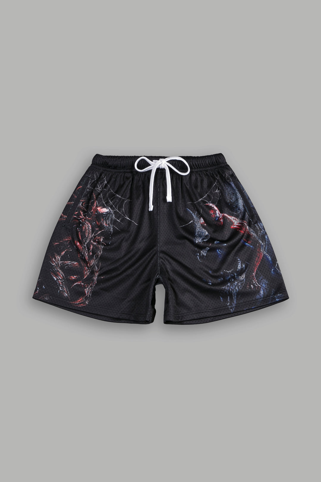 Web Of Carnage Mesh Shorts in Black