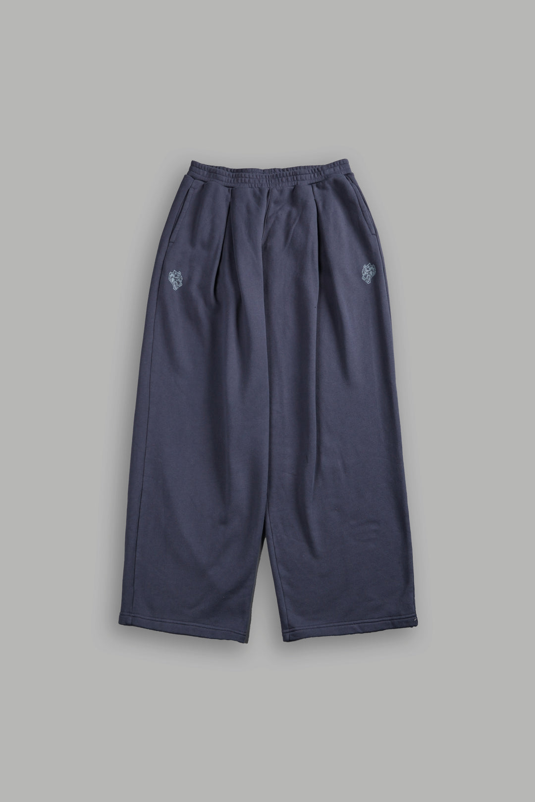 Chopper Appliqué "Yara" Pleated Sweat Pants V2 in Midnight Blue