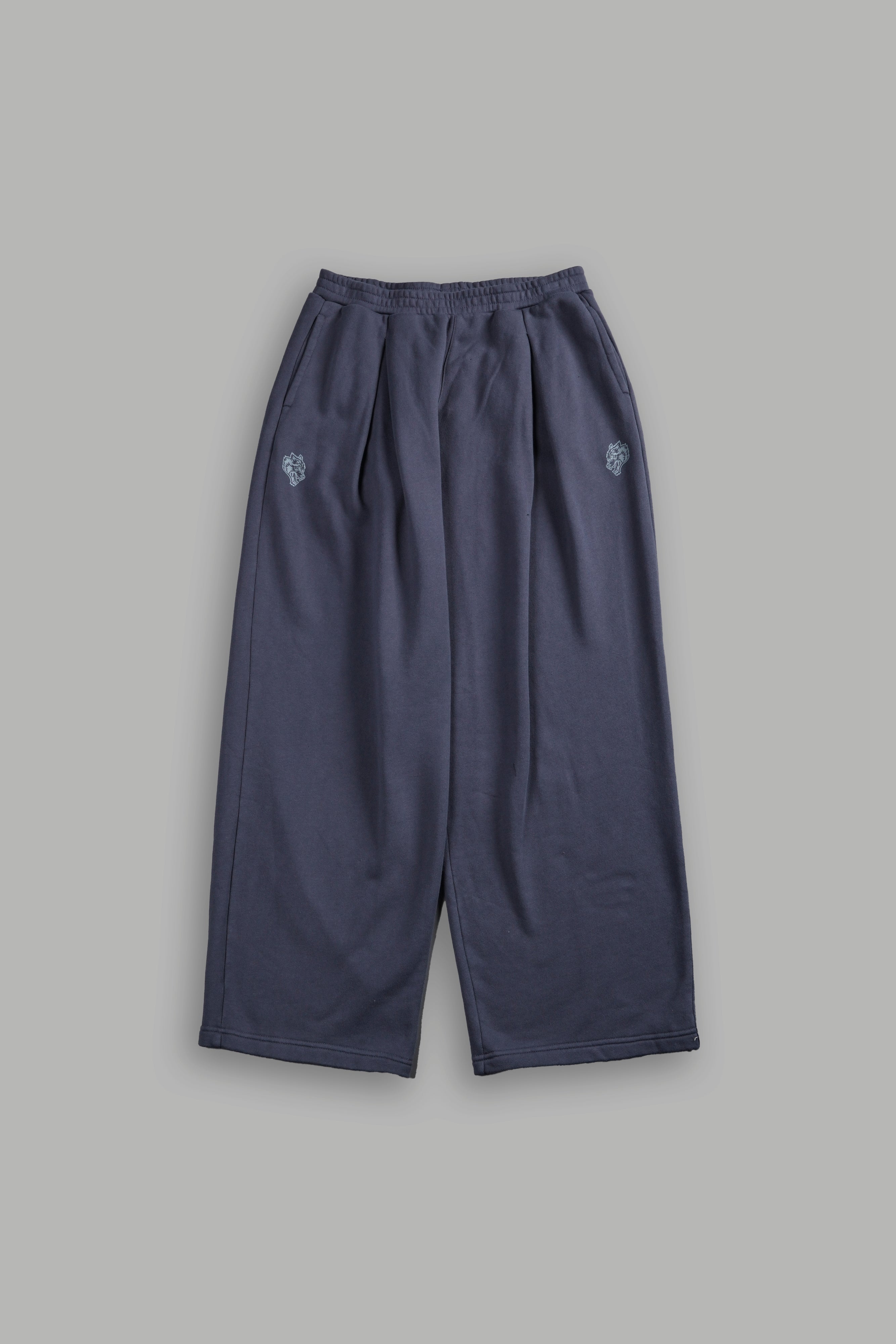 Chopper Appliqué "Yara" Pleated Sweat Pants V2 in Midnight Blue