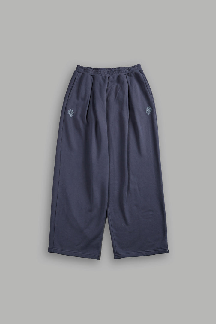 Chopper Appliqué "Yara" Pleated Sweat Pants V2 in Midnight Blue