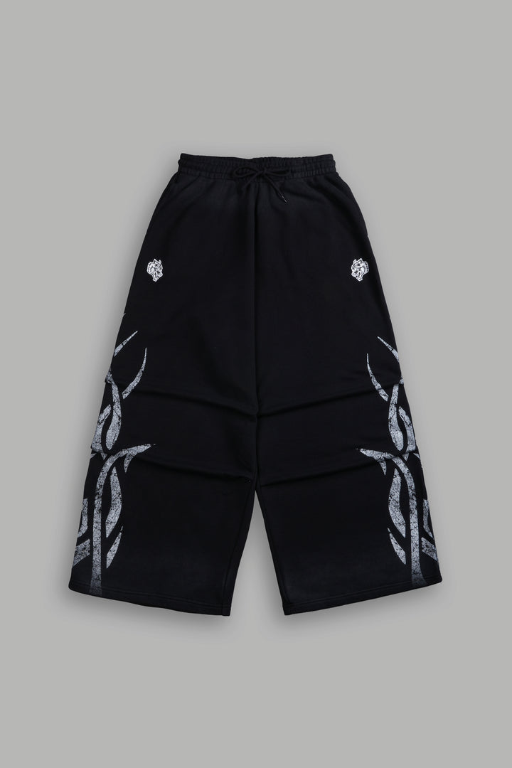 Finite Flame She Mia Cargo Sweat Pants in Black Drift Wash
