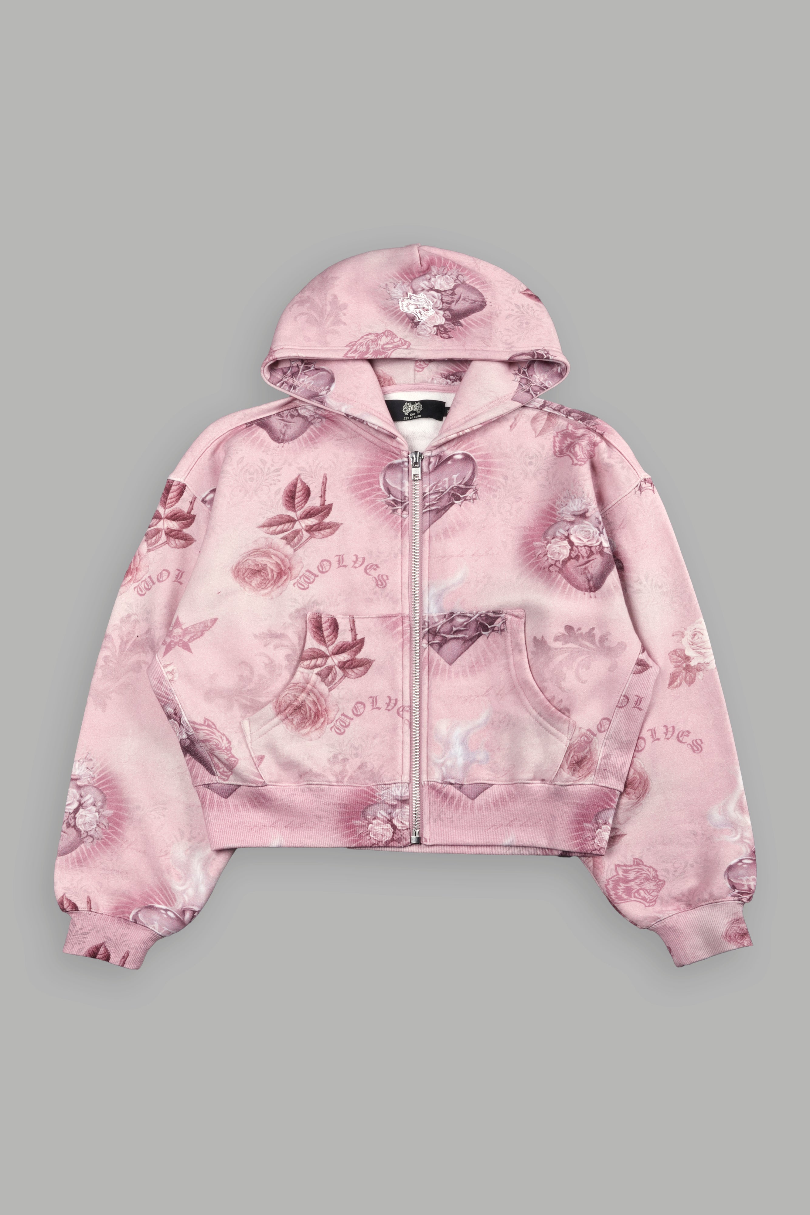 Sacred Path "Sage" Cropped Zip Hoodie in Corazon de Devocion Tonal