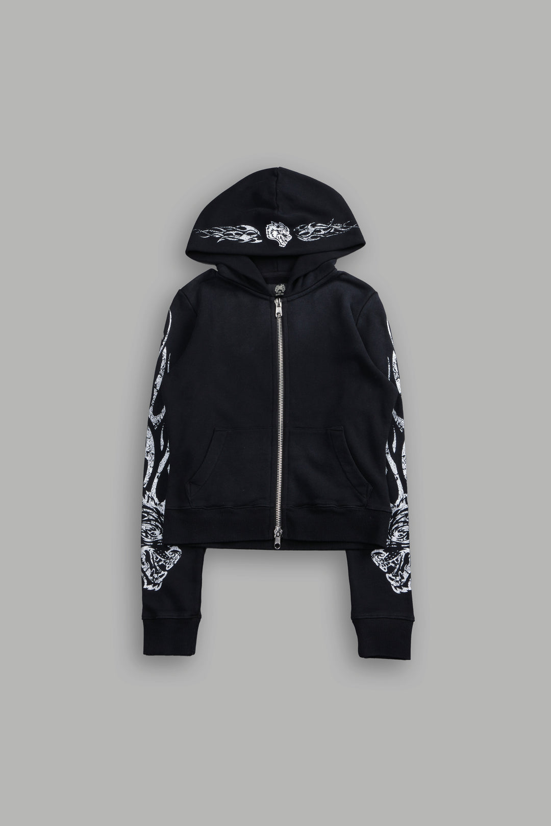 Finite Flame "Iris" Zip Up She Hoodie in Black Drift Wash