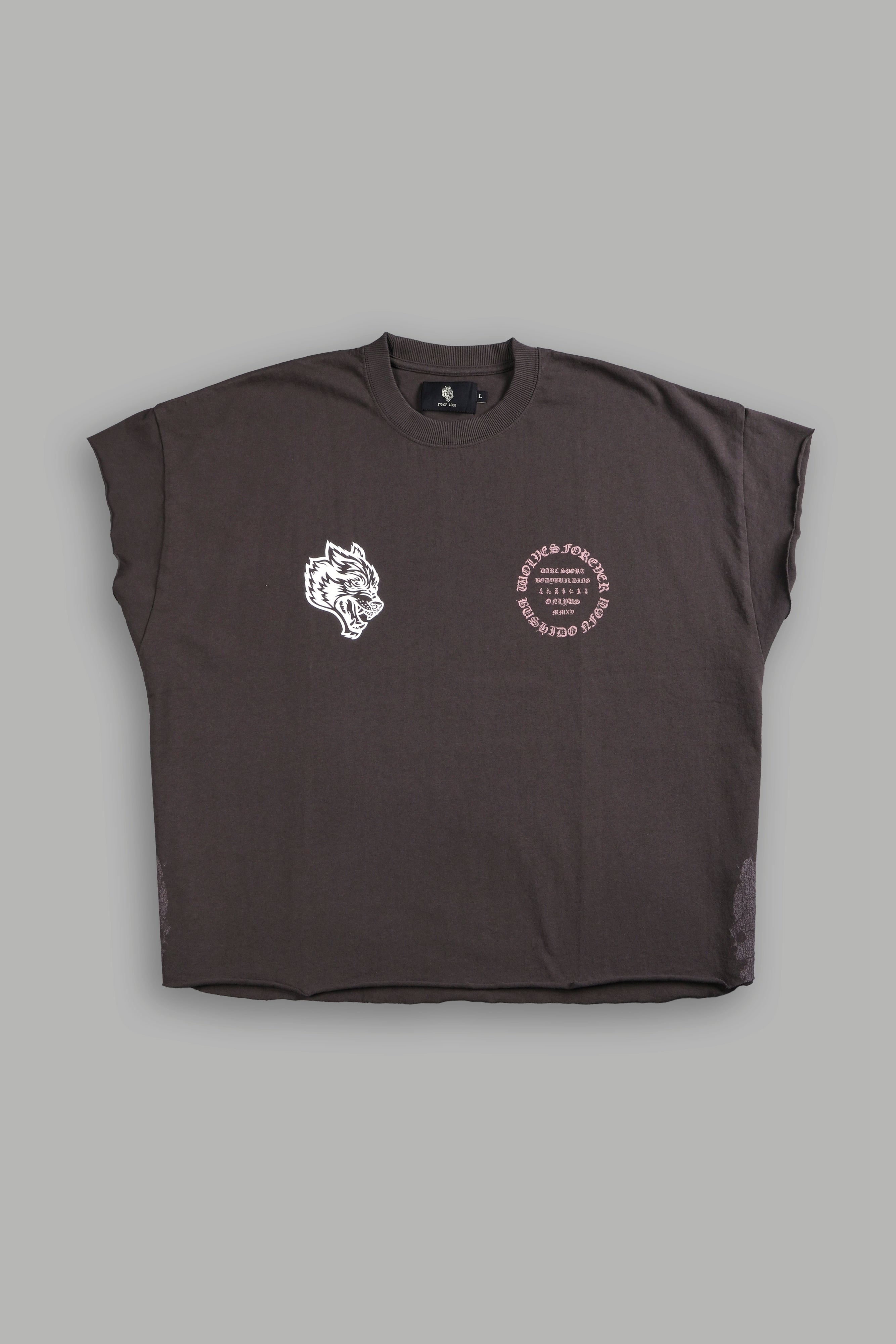 Warrior's Fire Grunge Cut-Off Tee in Darc Brown