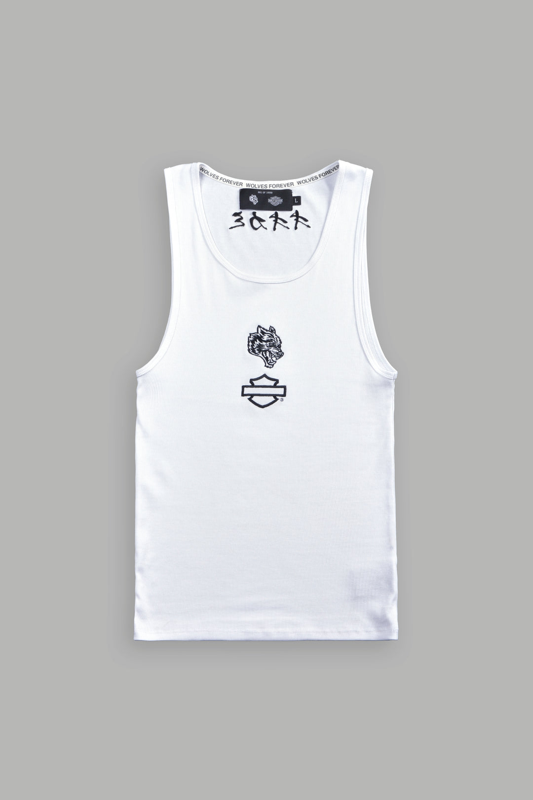 Bar Wolf Ribbed Tank V2 in White