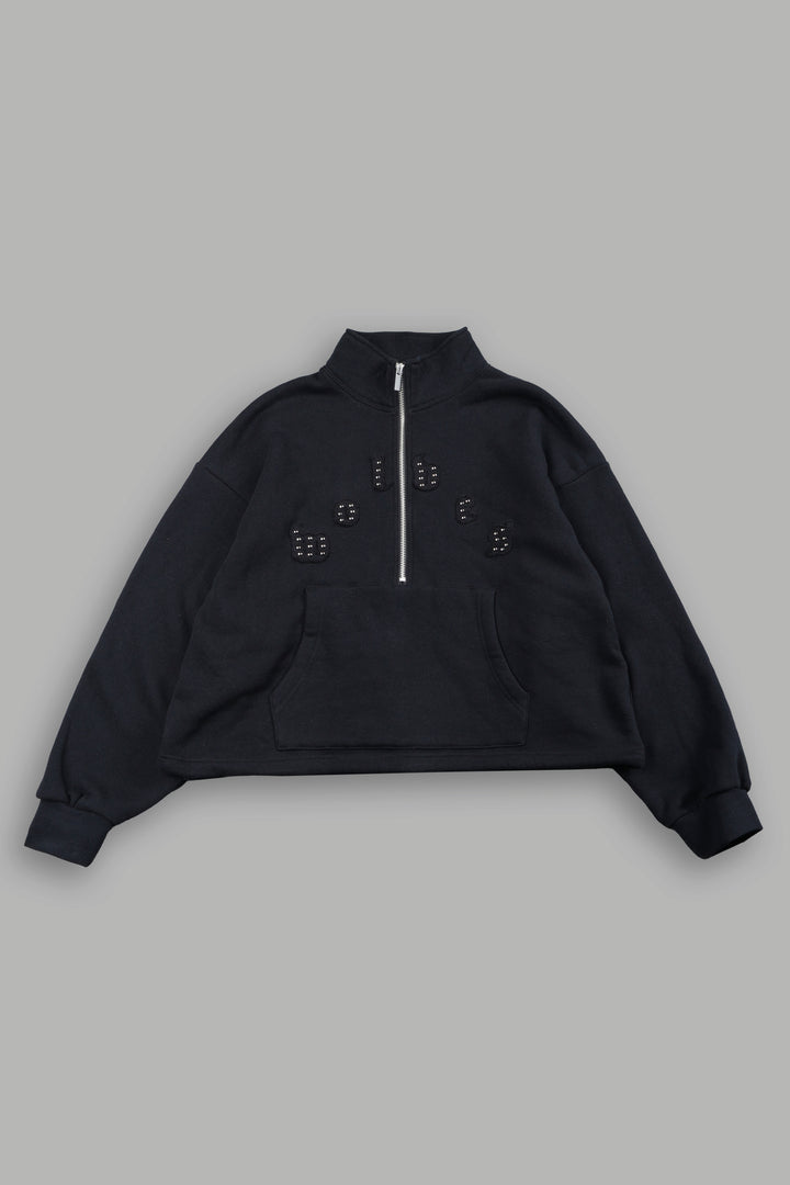 Stud Pyramid She Everson Mockneck Sweater In Black