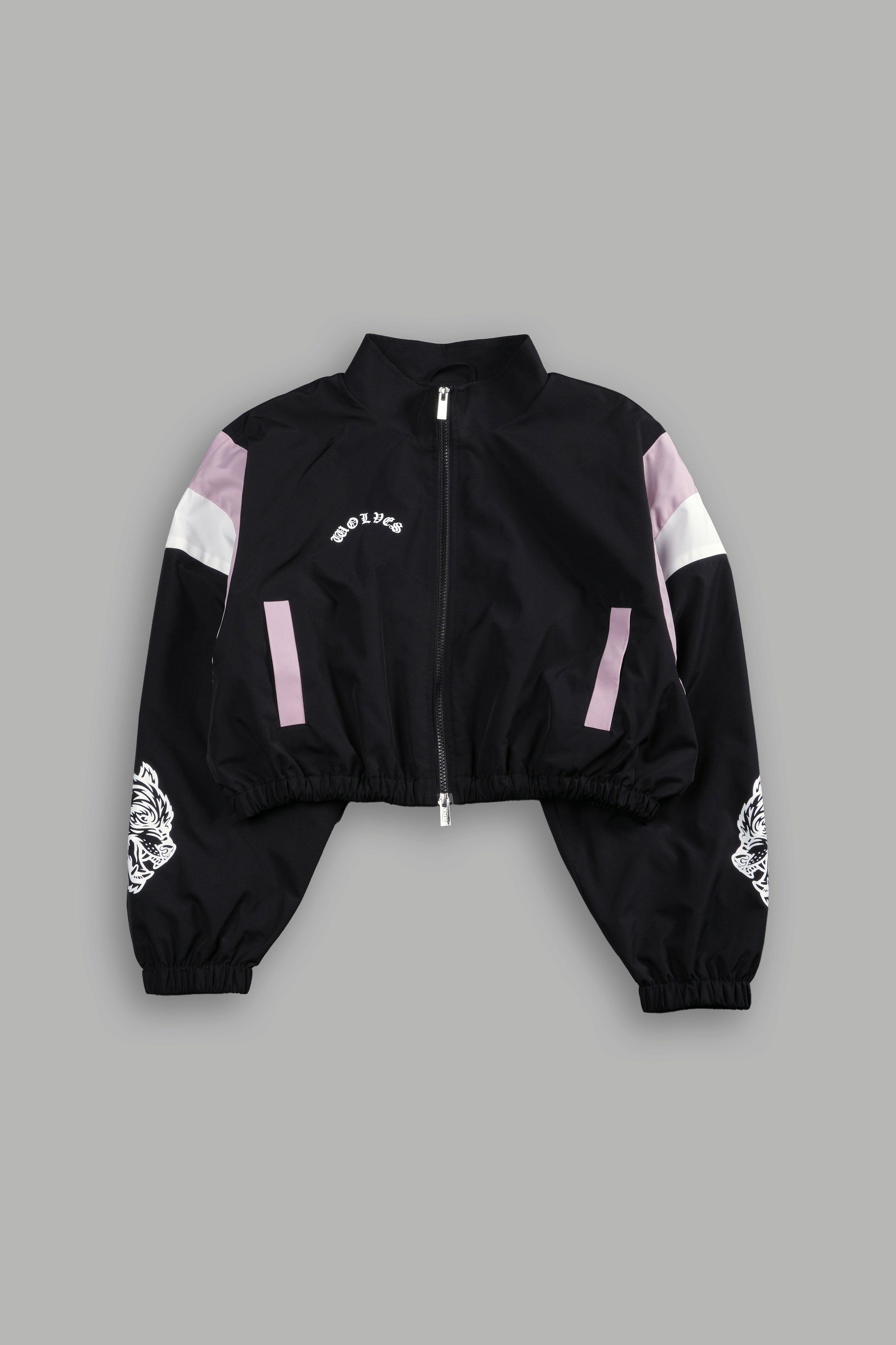 Death Becomes Her Nadia Track Jacket in Black/Purple Smoke/White