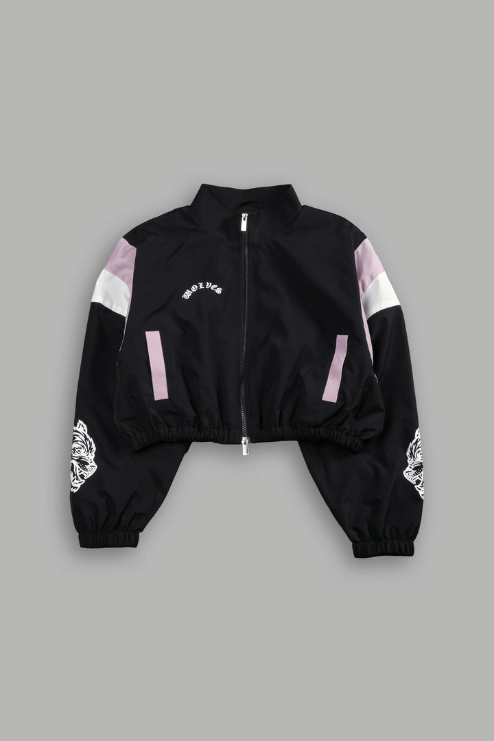 Death Becomes Her Nadia Track Jacket in Black/Purple Smoke/White