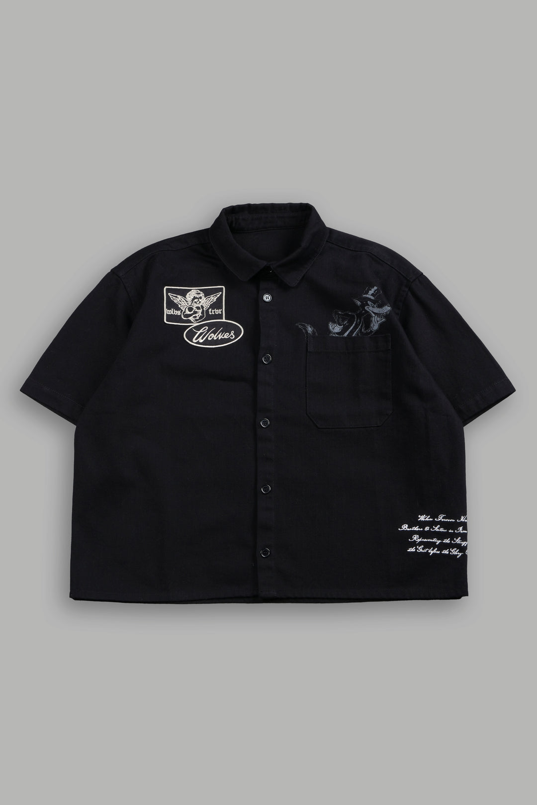 Big Bad Wolf Vinny Button Up Shirt in Black