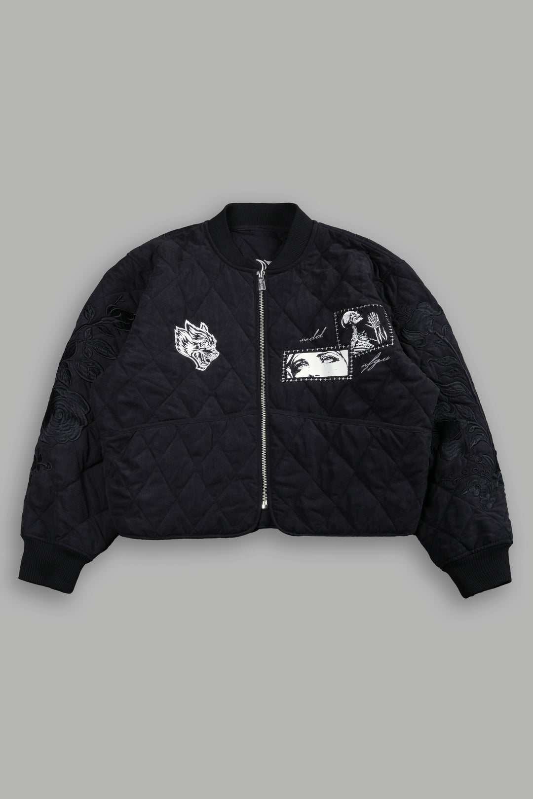 Sacred Wolves Boxy Darco Quilted Jacket in Black