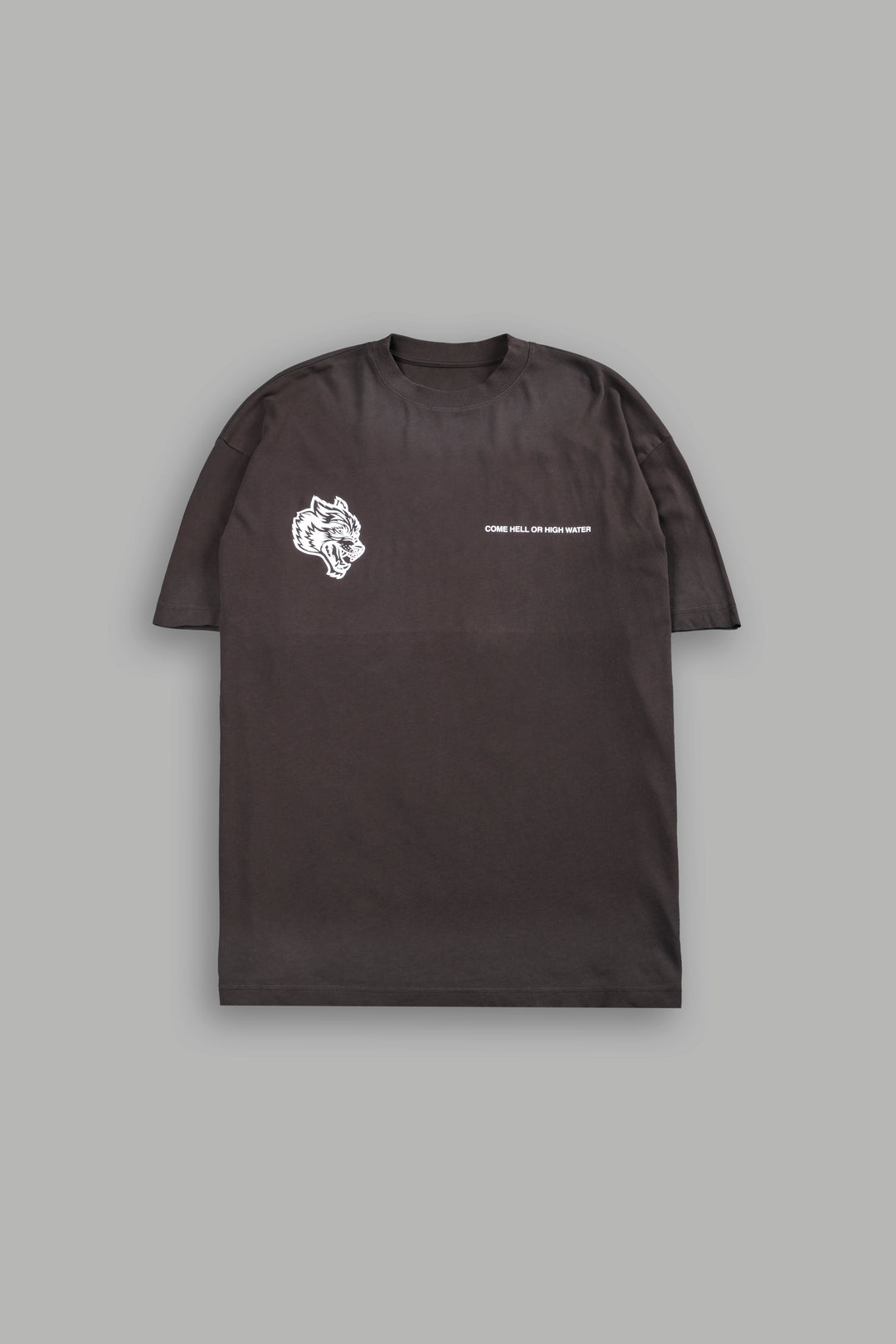 Come Hell Or High Water NFGU Premium Oversized Tee in Darc Brown Drift Wash