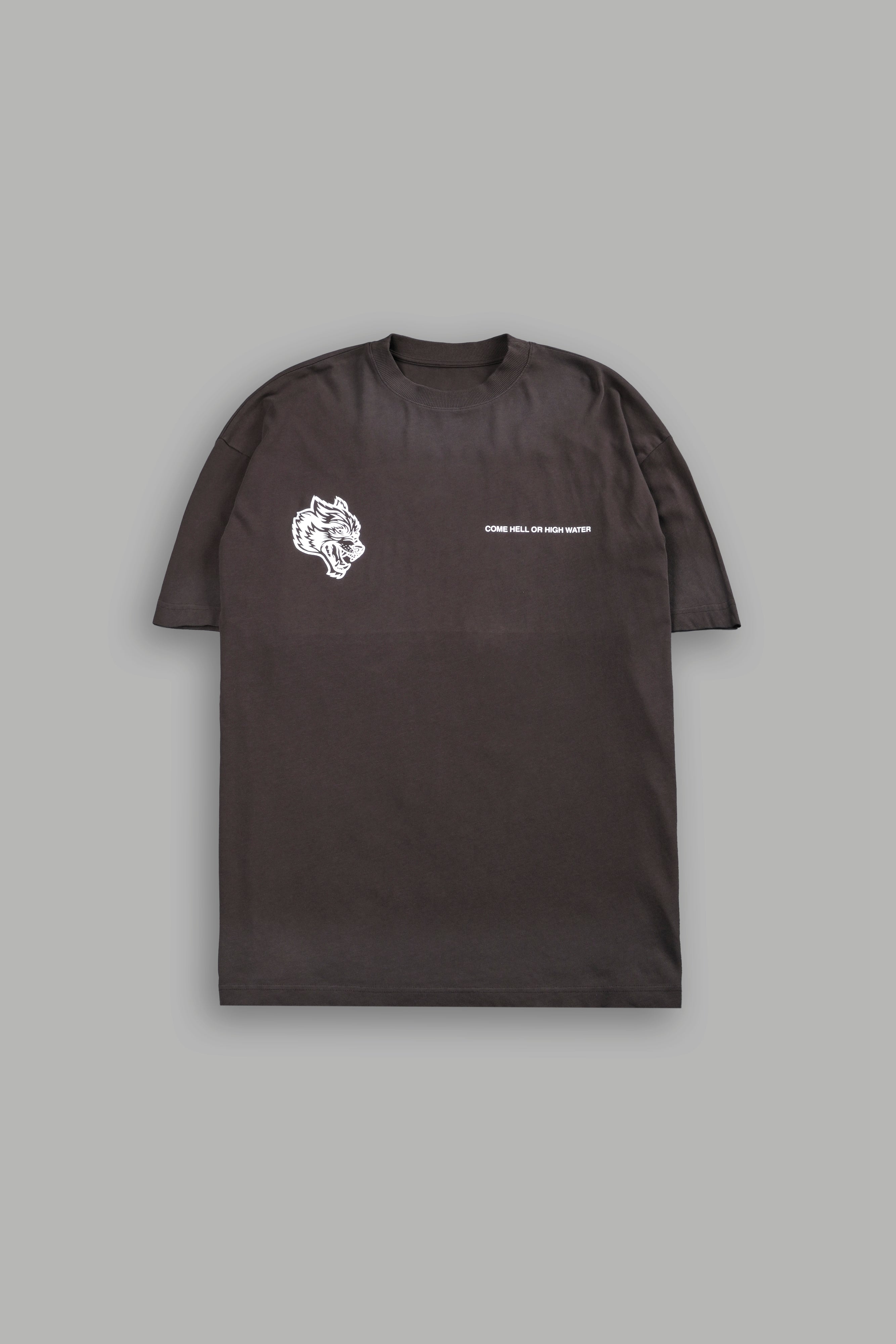 Come Hell Or High Water NFGU Premium Oversized Tee in Darc Brown Drift Wash