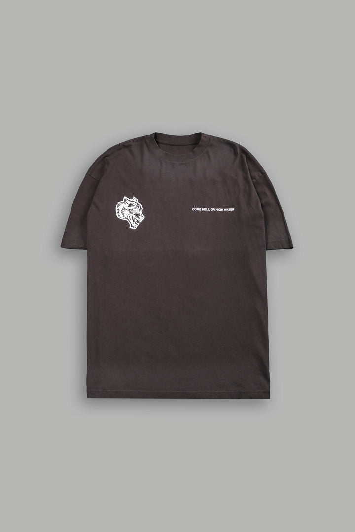 Come Hell Or High Water NFGU Premium Oversized Tee in Darc Brown Drift Wash