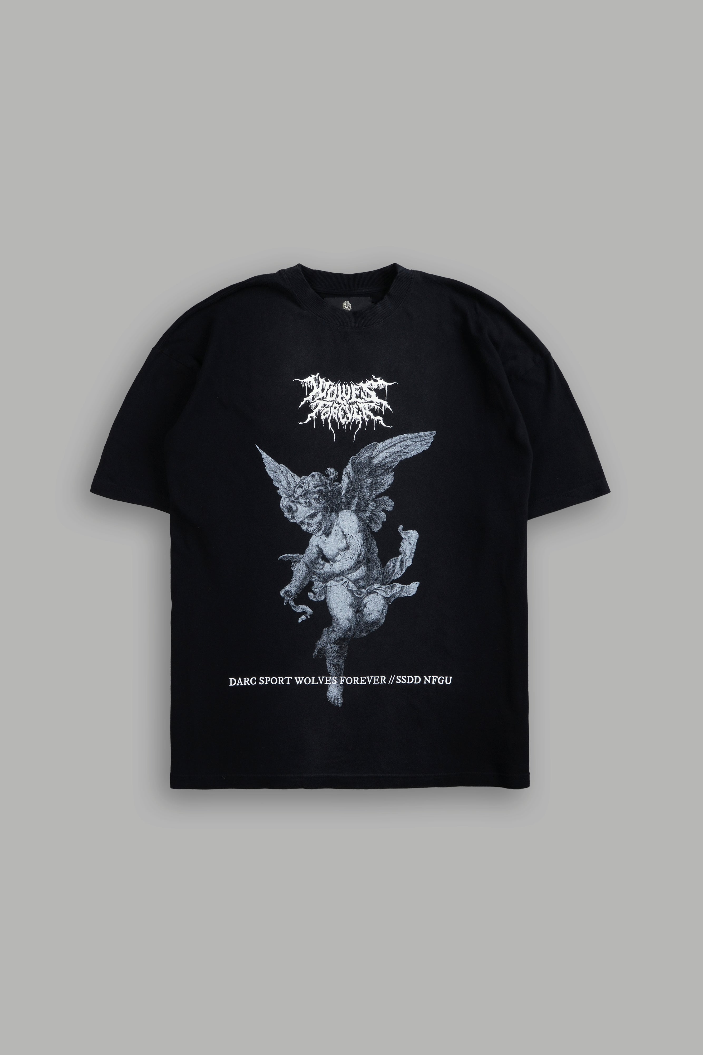 Life From Death "Premium" Oversized Tee in Black Spine Sun Fade