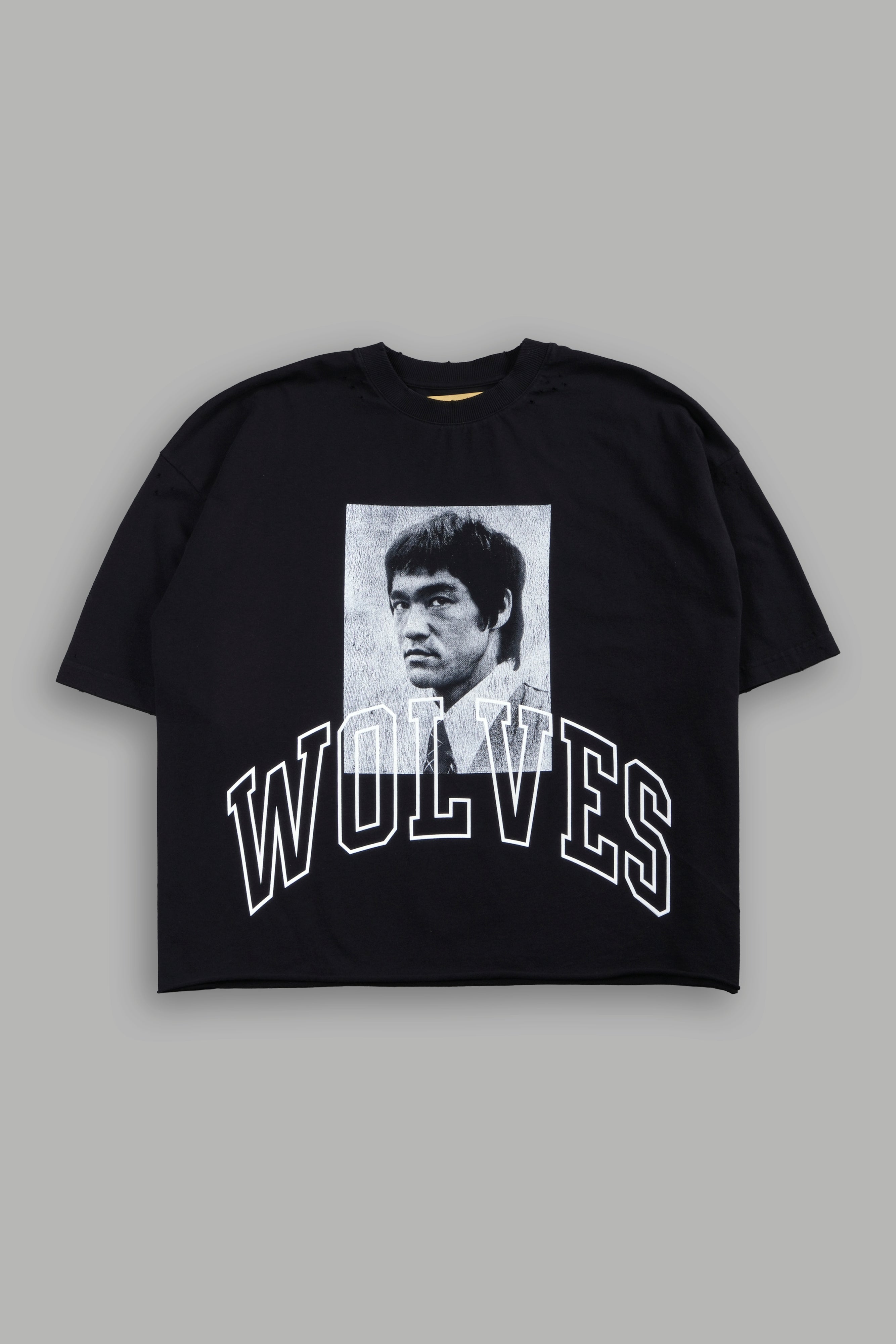 Bruce Lee Forever Distressed Grunge Box Cut Tee V2 in Black