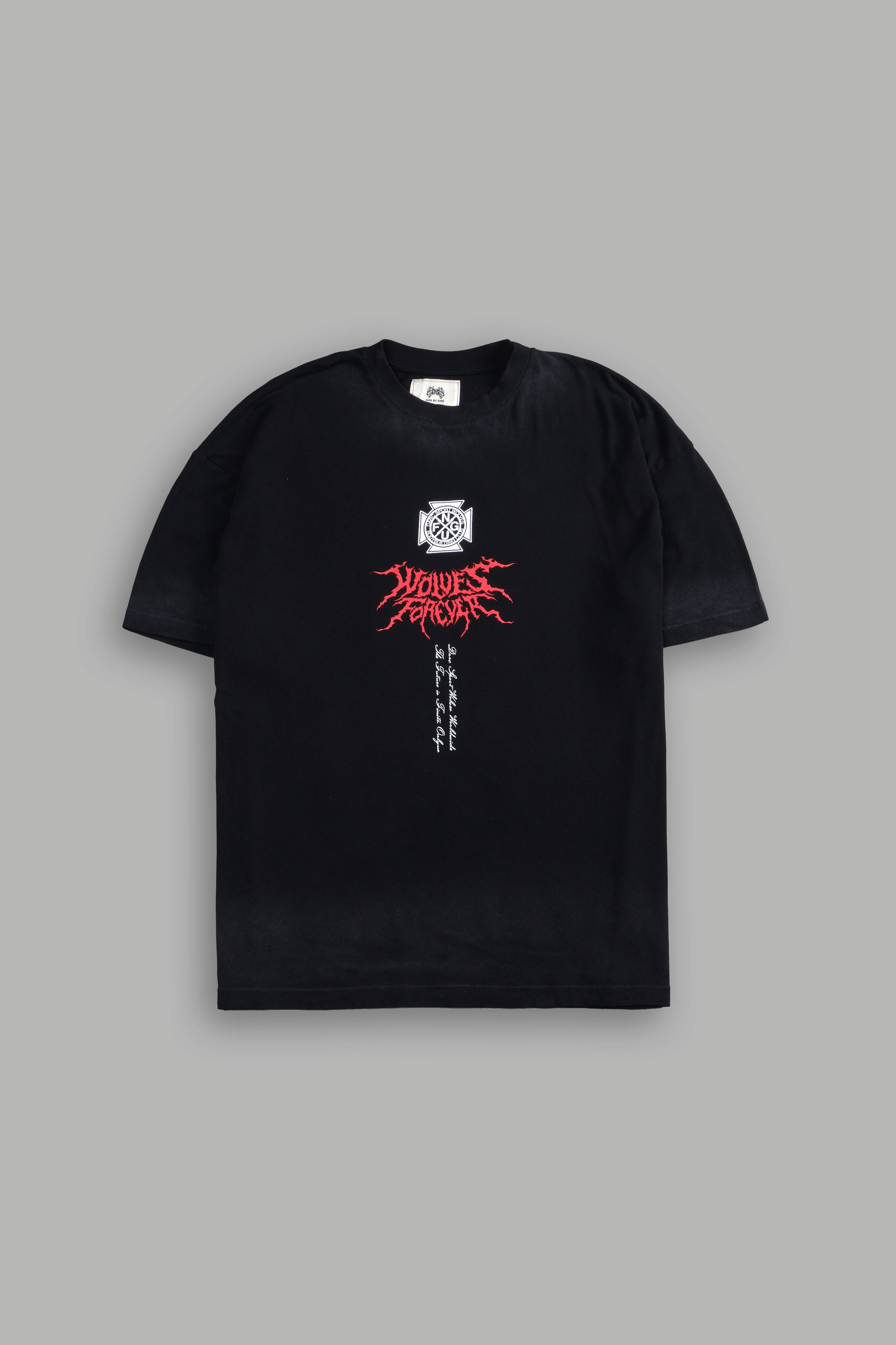 Future's Call "Side By Side" Series Premium Oversized Tee in Black Drift Wash