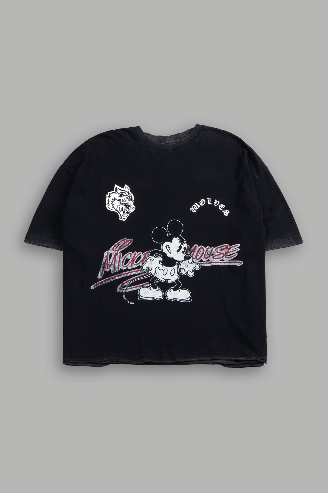 Mickey Chopper Premium Raw Hem Box Cut Tee in Black