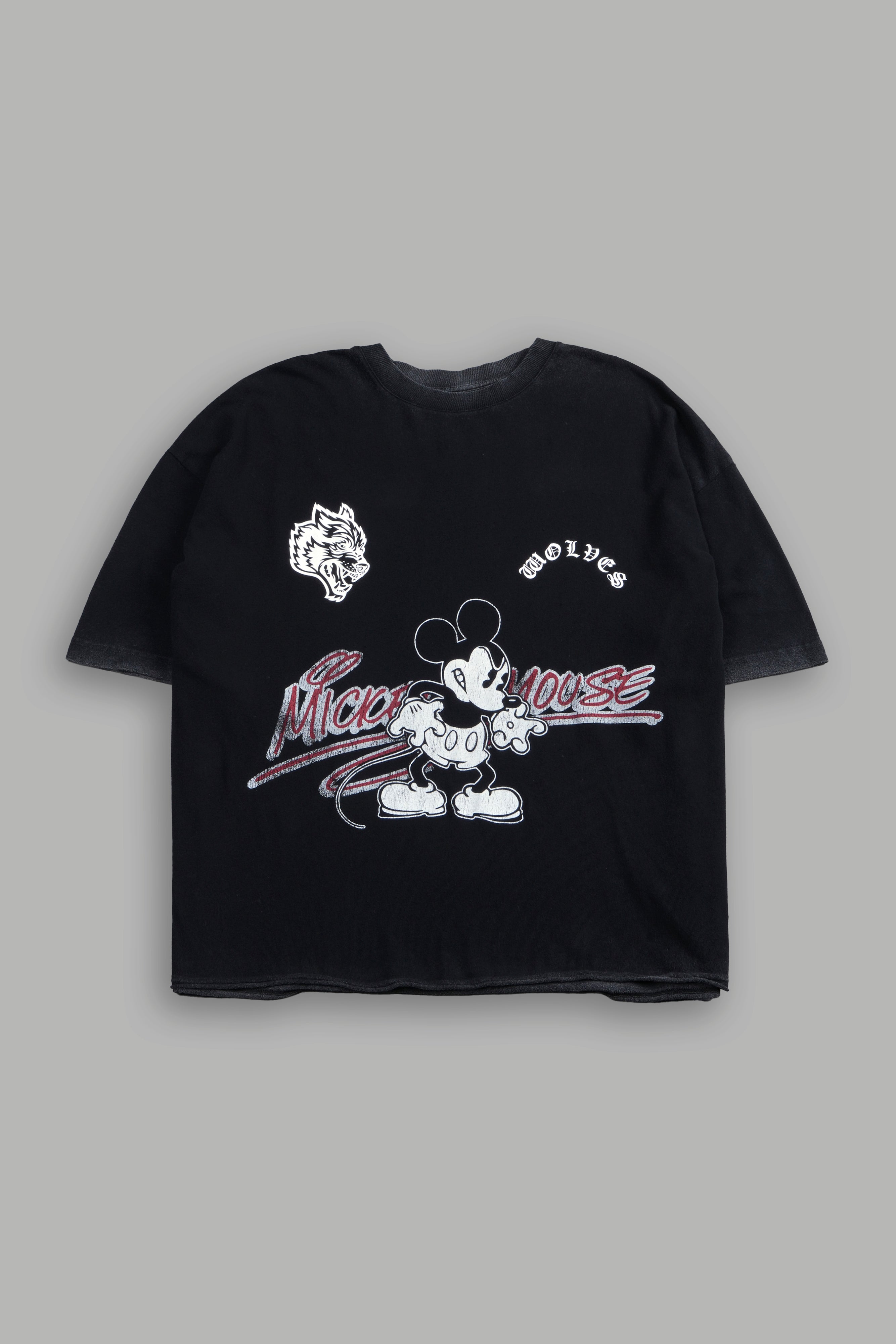 Mickey Chopper Premium Raw Hem Box Cut Tee in Black