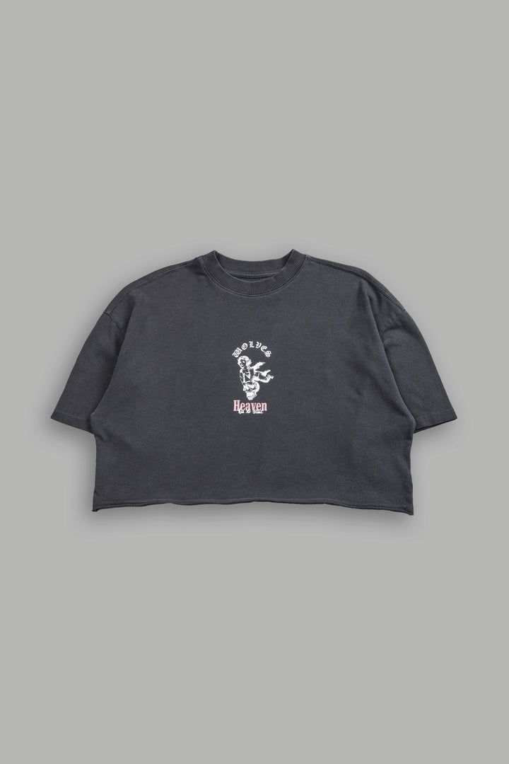 Guardian Cherub "Premium" Oversized (Cropped) Tee in Wolf Gray