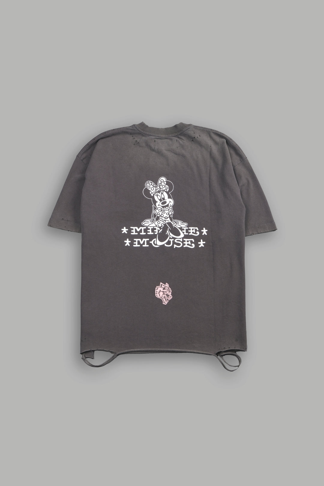 Minnie Mouse Forever Distressed Grunge Tee in Wolf Gray
