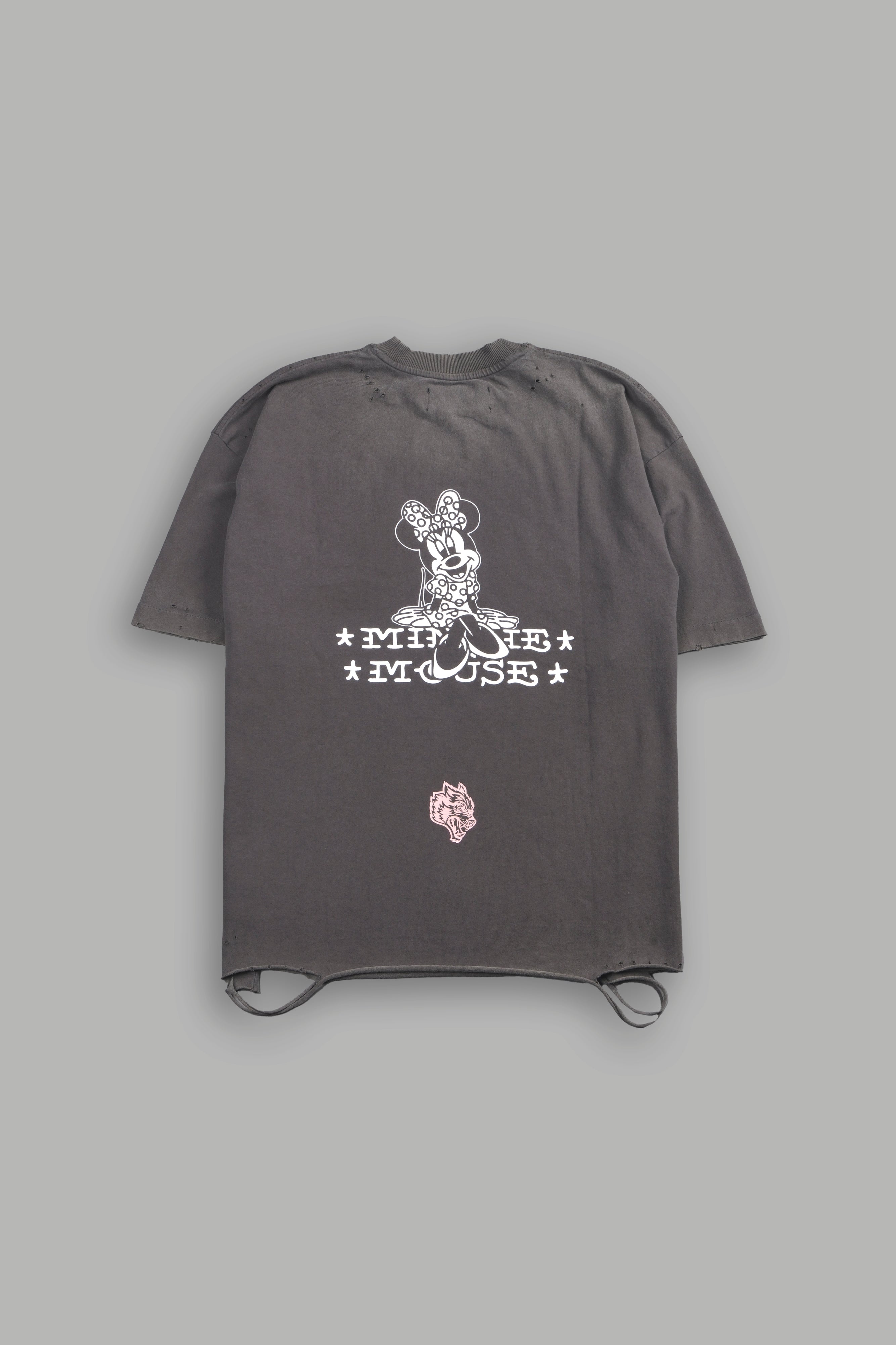 Minnie Mouse Forever Distressed Grunge Tee in Wolf Gray