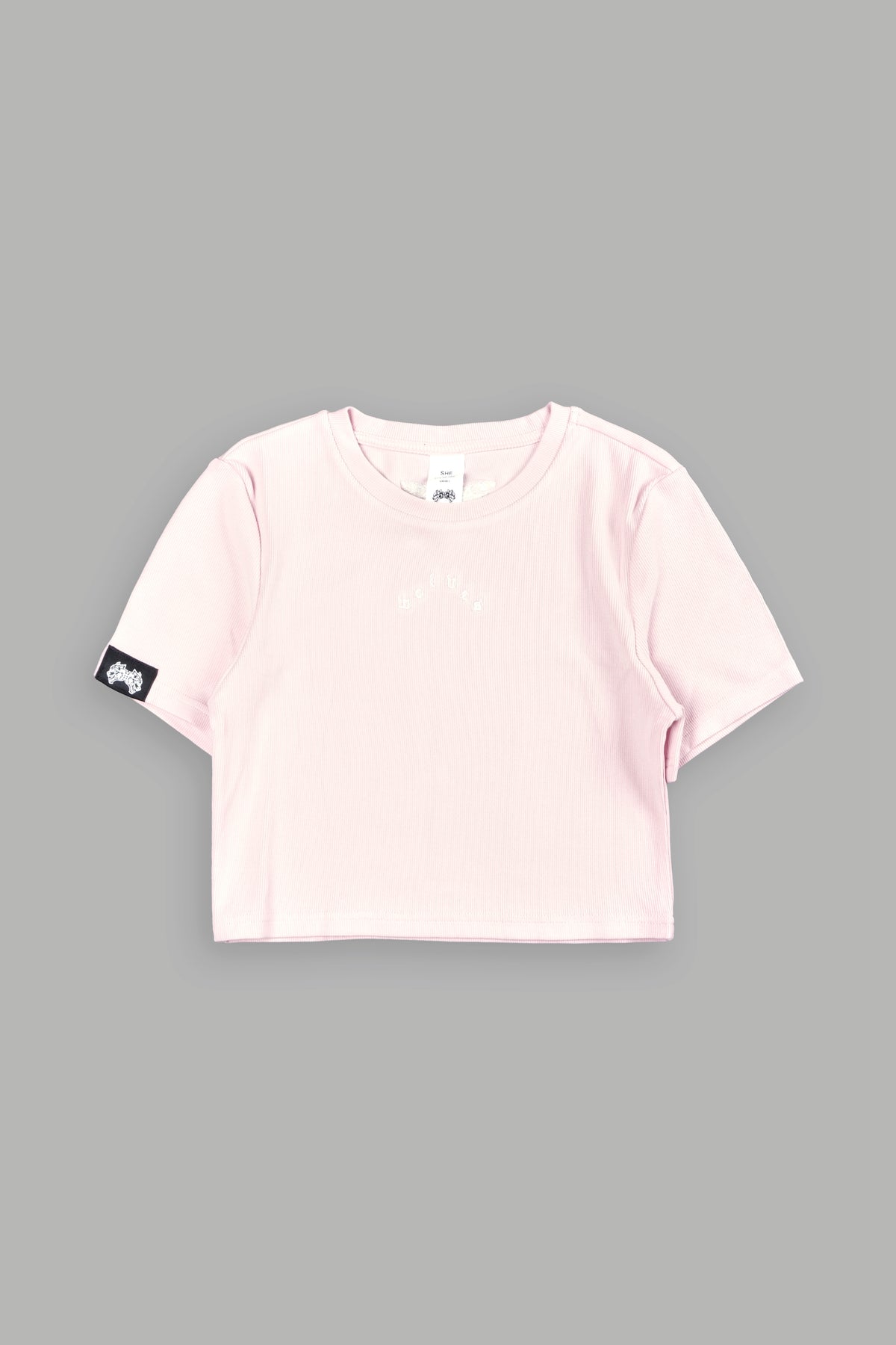 She Pyramid  Ribbed Baby Tee In Blush Pink