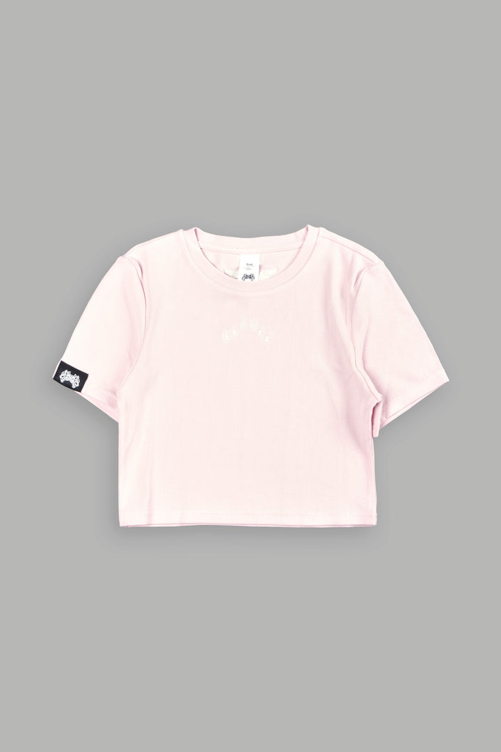 She Pyramid  Ribbed Baby Tee In Blush Pink