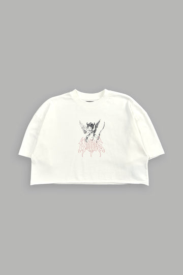 Viking Cherub "Grunge" Oversized (Cropped) Tee in Cream