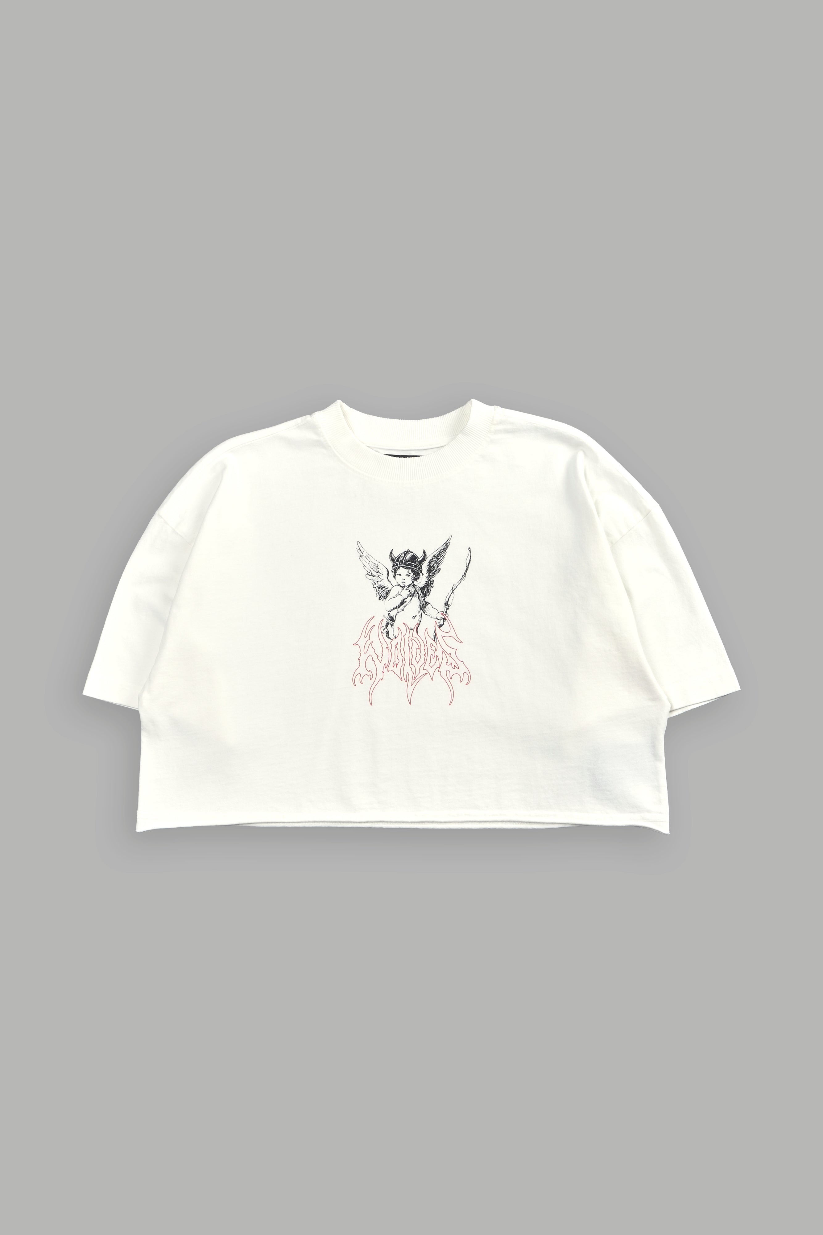 Viking Cherub "Grunge" Oversized (Cropped) Tee in Cream