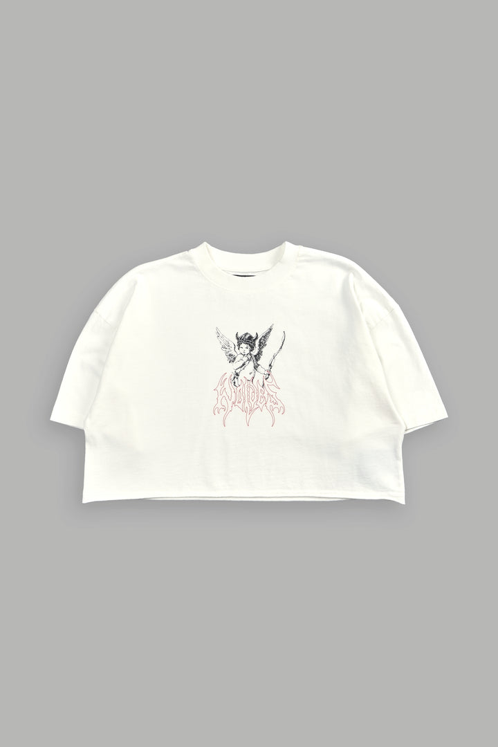 Viking Cherub "Grunge" Oversized (Cropped) Tee in Cream