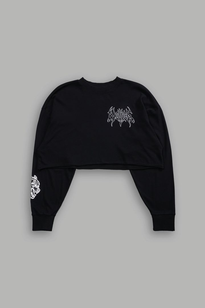 Hesh Blossom "Premium" Oversized Cropped L/S Tee in Black