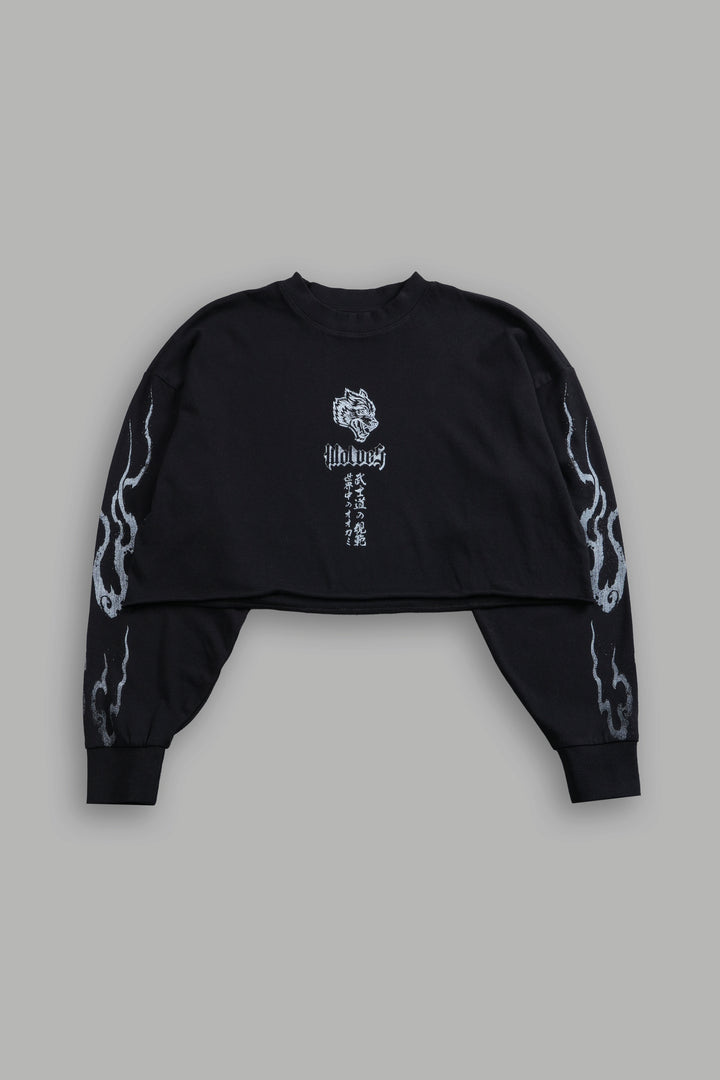 Darc Infernal "Premium" Oversized Cropped L/S Tee in Black