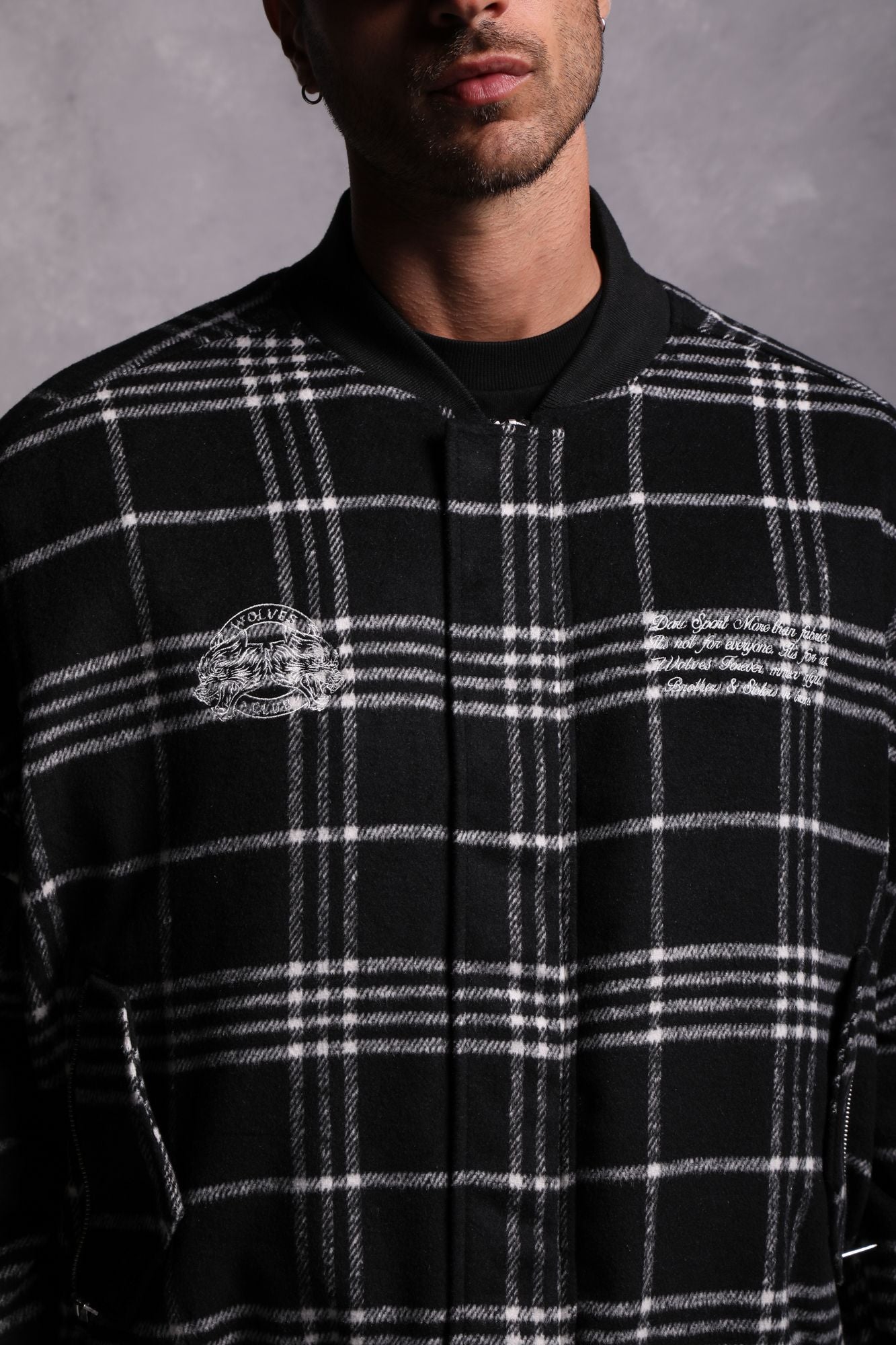 Marked Vicious Plaid Bomber Jacket in Black Plaid