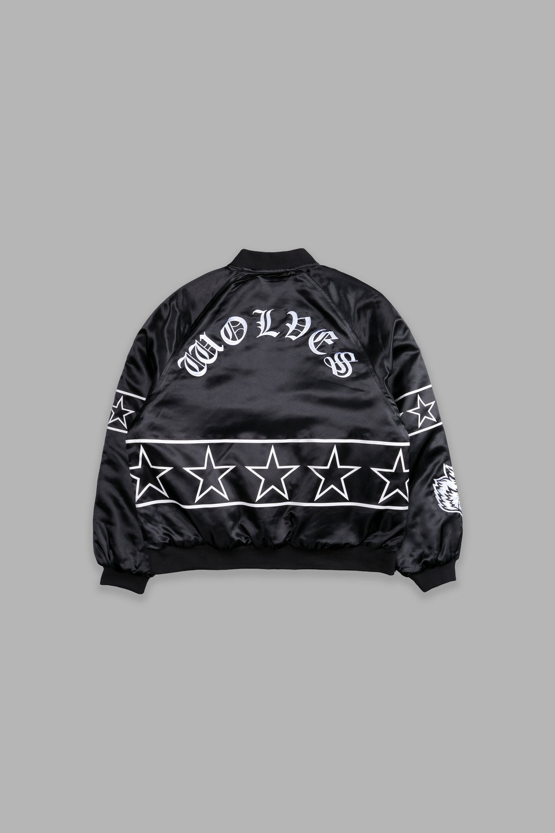 In The Stars Satin Bomber Zip Jacket in Black/White