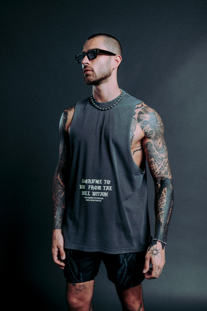 Wolf Sacrifice "Tommy" Muscle Tee in Wolf Gray