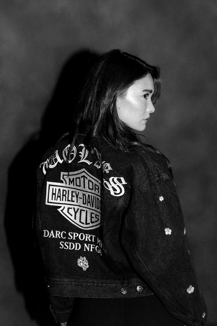 Harley-Davidson Wolves She American Denim Jacket in Black