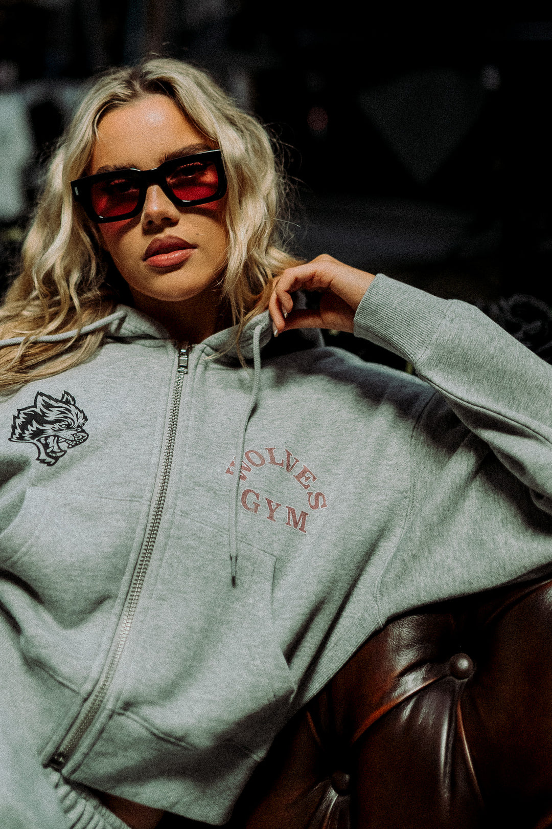 Wolves Gym V2 "Sage" Cropped Zip Hoodie in Light Athletic Gray