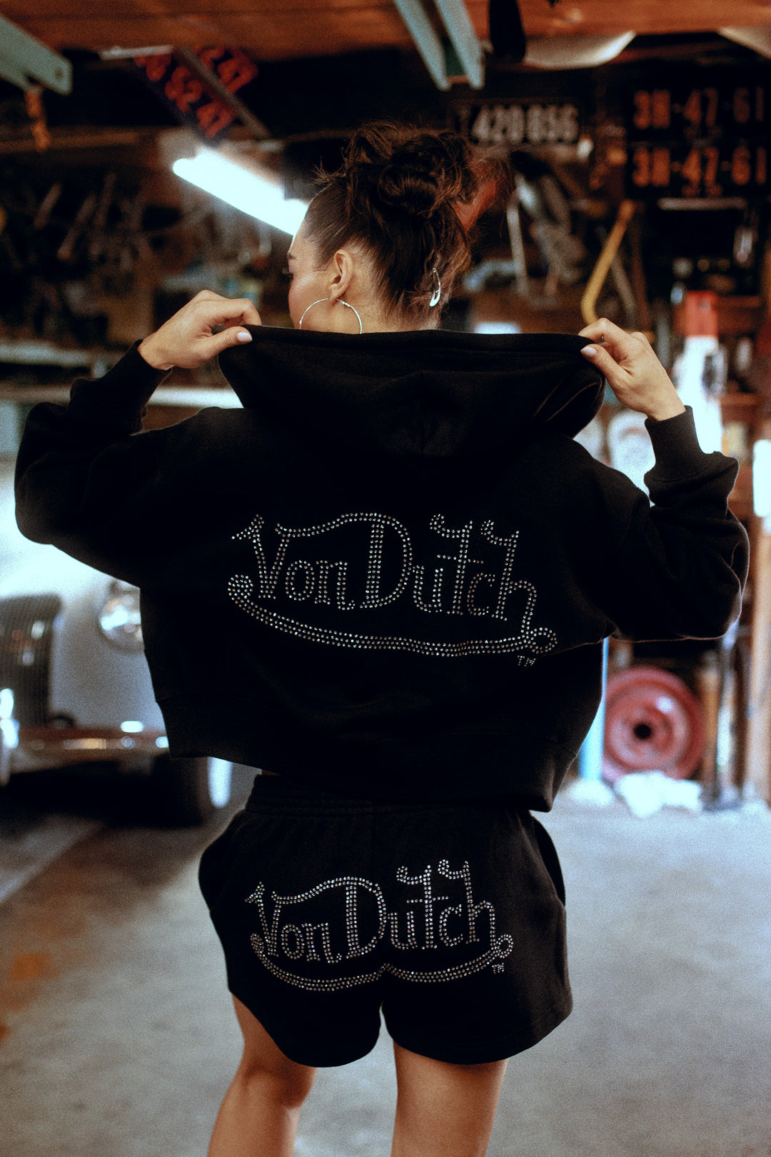 Y2Kulture "Sage" Cropped Zip Hoodie in Black