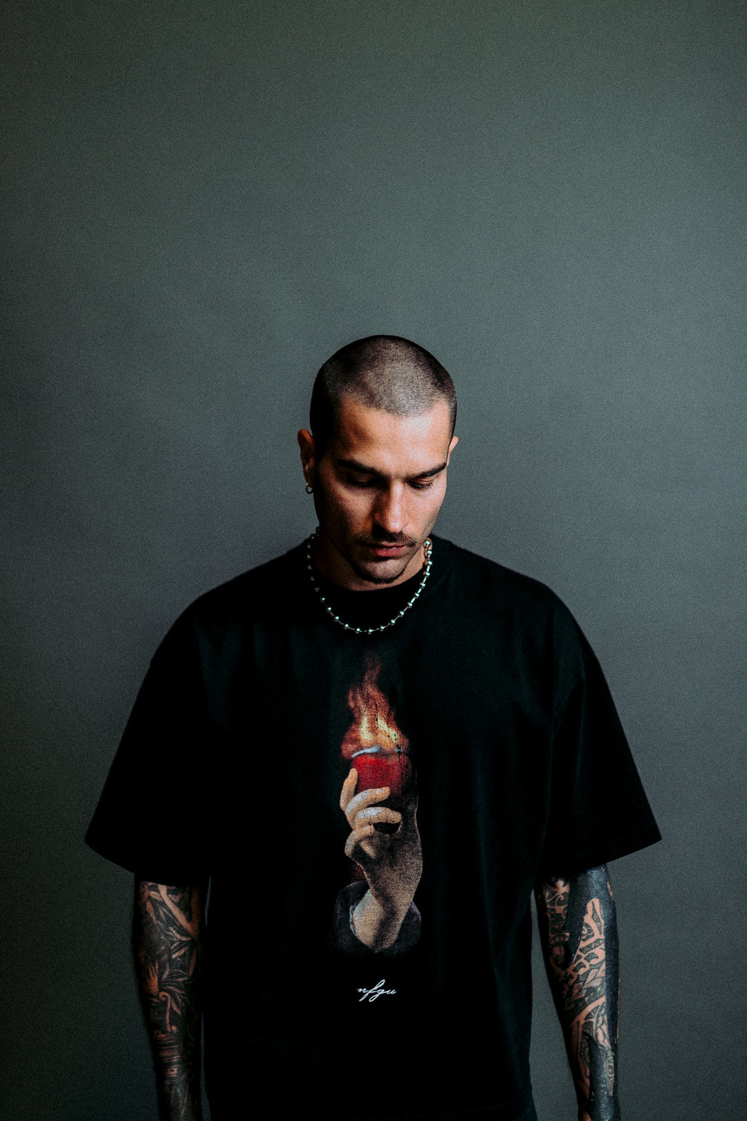 Corazon Sagrado "Premium" Oversized Tee in Black