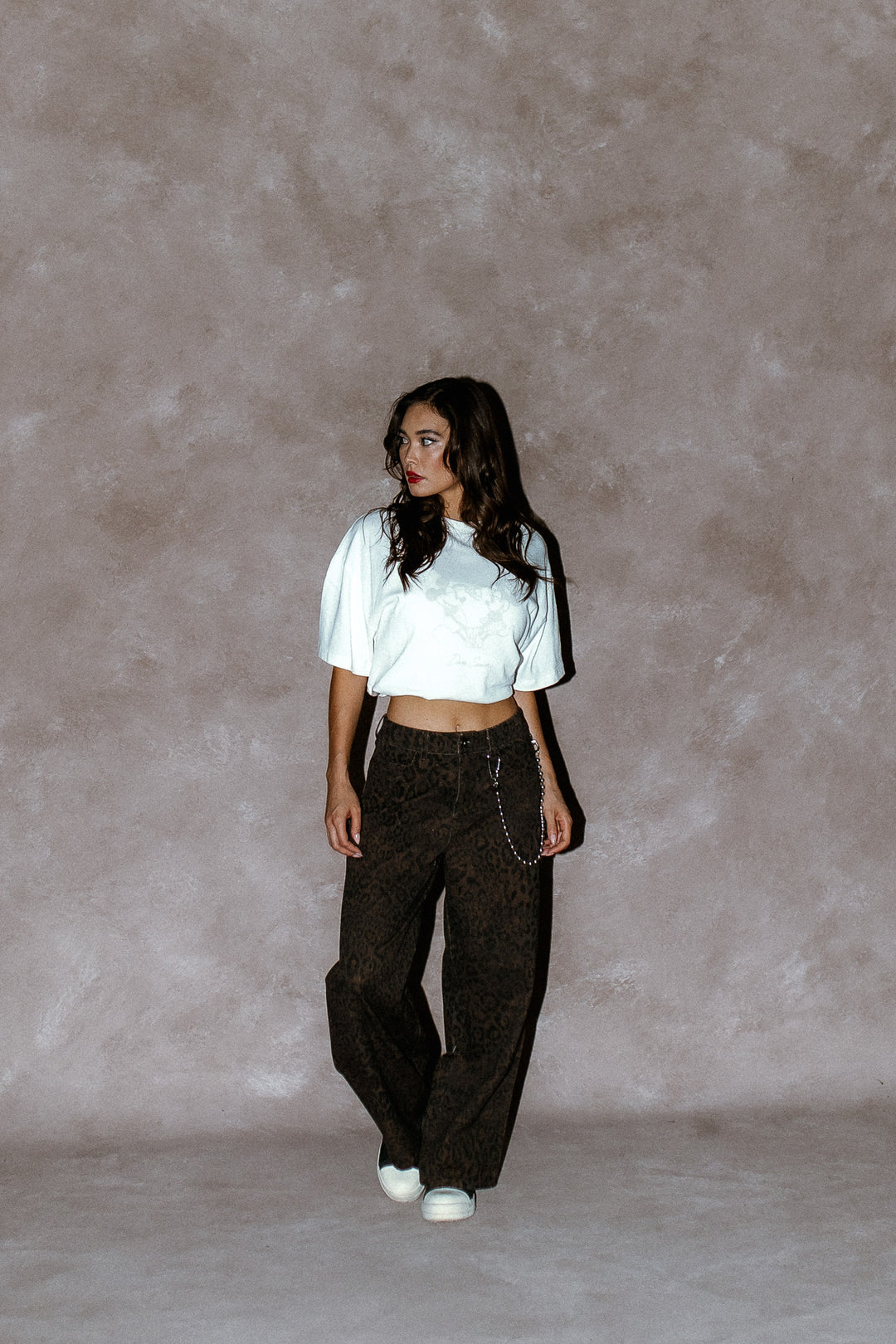 Wolves Chopper Wide Leg Carpenter Pant in Darc Brown Leopard