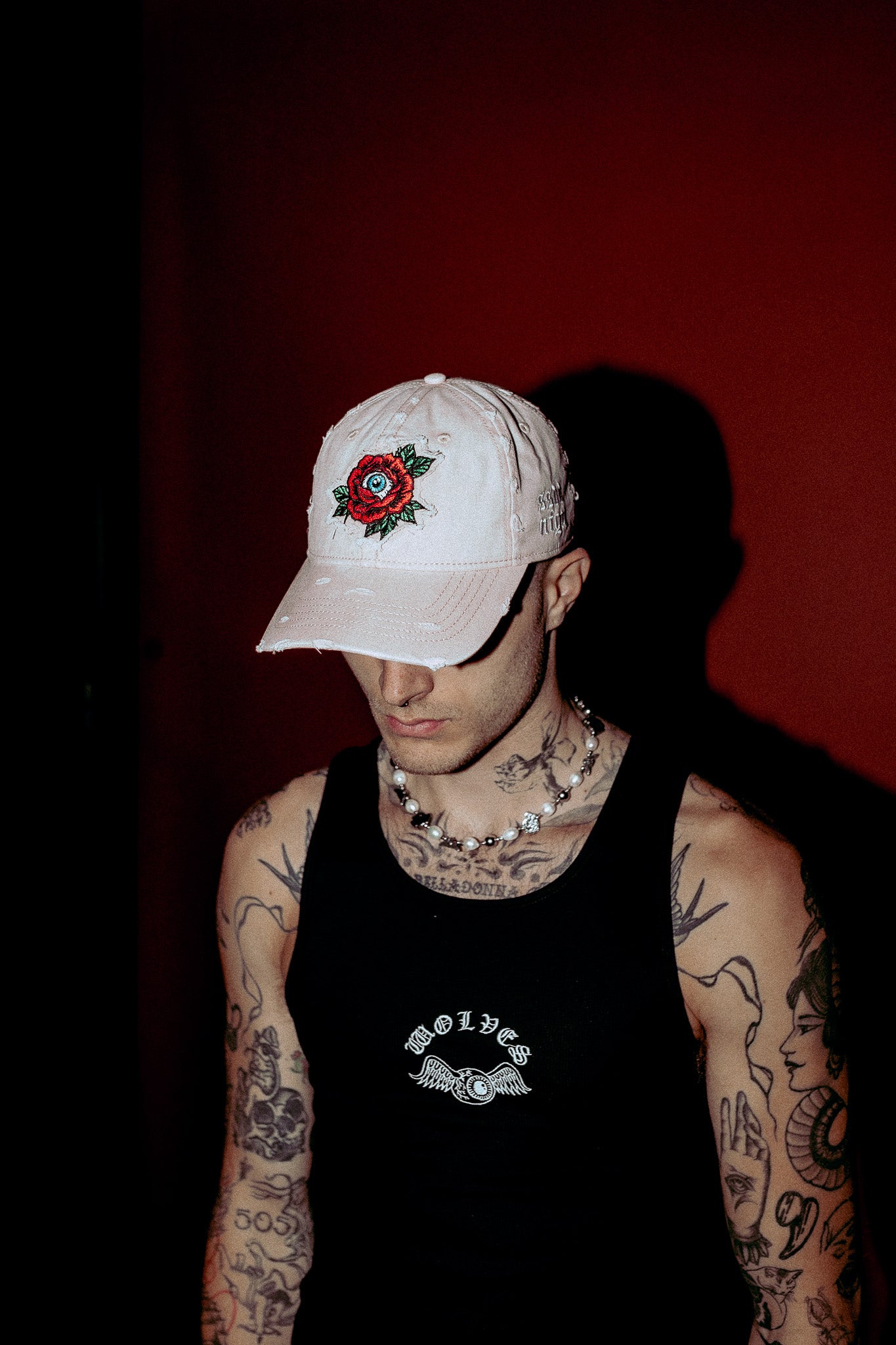 Eye of the Beholder Distressed Dad Hat in Washed Bubblegum